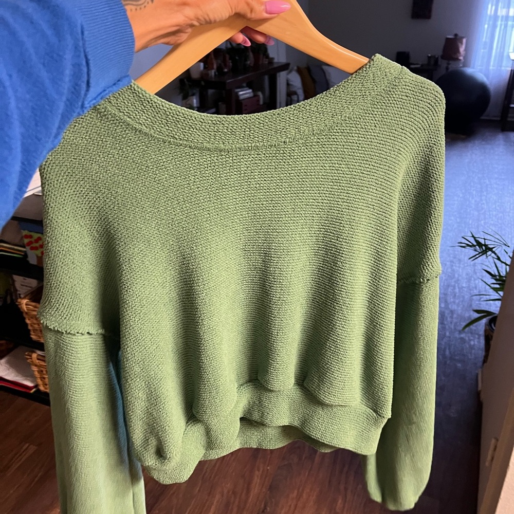 Free People Green Crew Neck Sweater